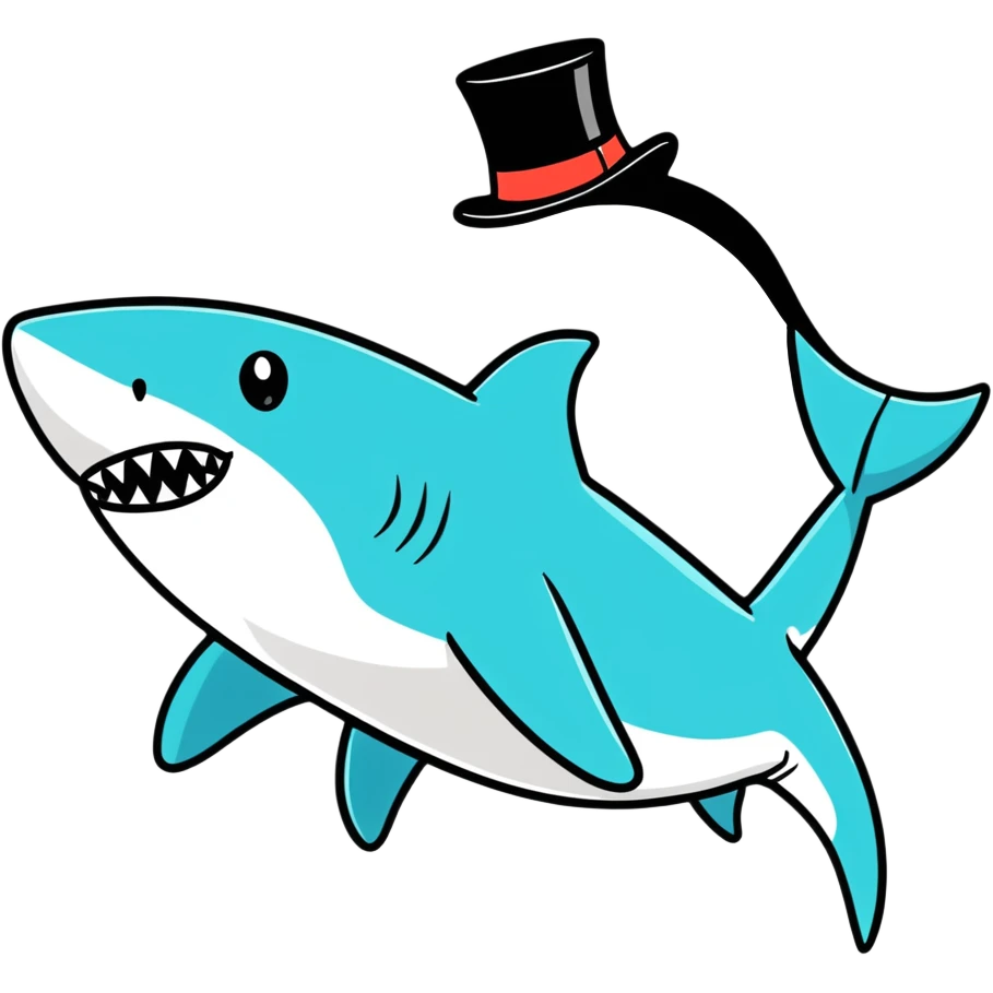Shark with a top hat emoji