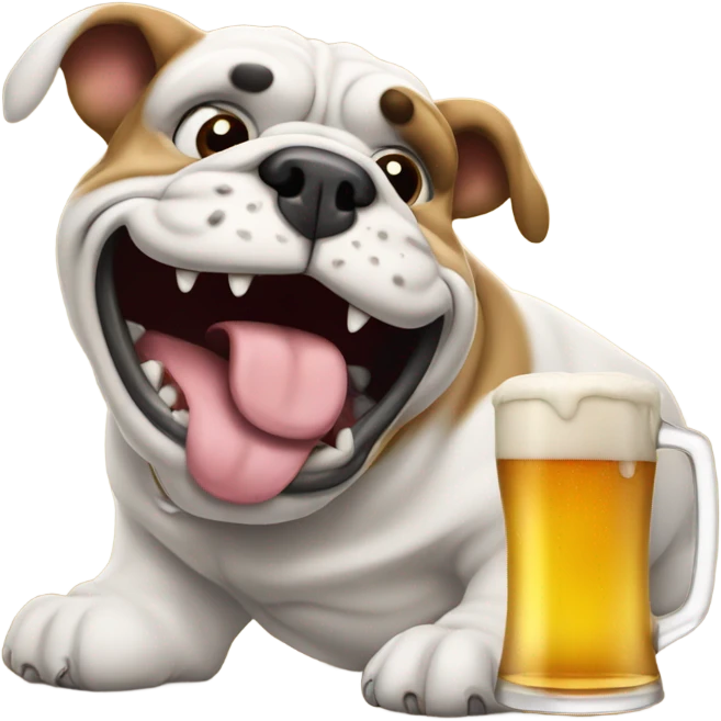 Bull dog drinking beer emoji