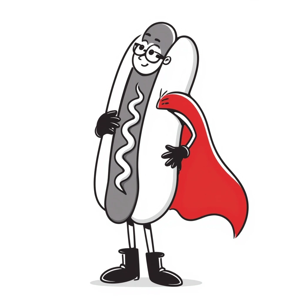 hot dog wearing a red cape emoji