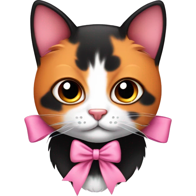 cute orange black calico cat with pink bow  emoji