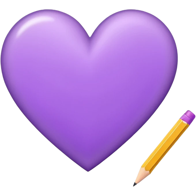 paper with emptu Hand drawn purple heart contour  with pencil emoji