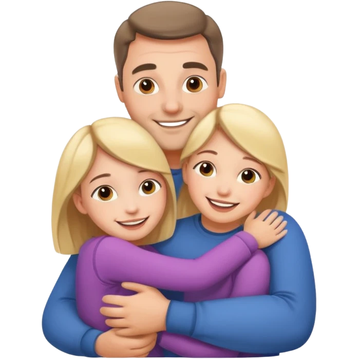 dad and daughter hugging, cheerful and cute emoji