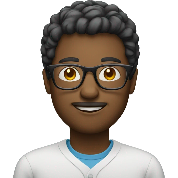 person with glasses reading emoji