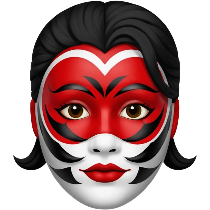 Painted Face, Mask painted red, white, and black patterns.
 emoji