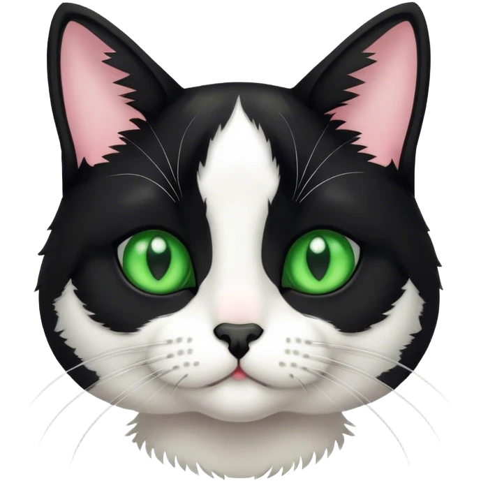 Short tuxedo cat green eyed emoji