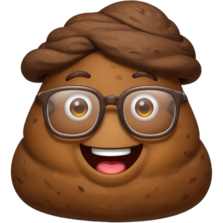 A poop with glasses emoji