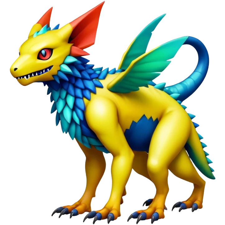  colorful modern cyber-Fakémon-Digimon-Trico-Vernid-creature (full body) emoji