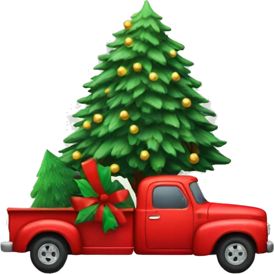 Red truck with Xmas tree  emoji