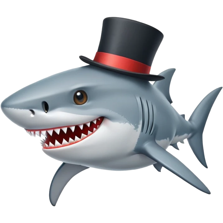 Shark with a top hat emoji