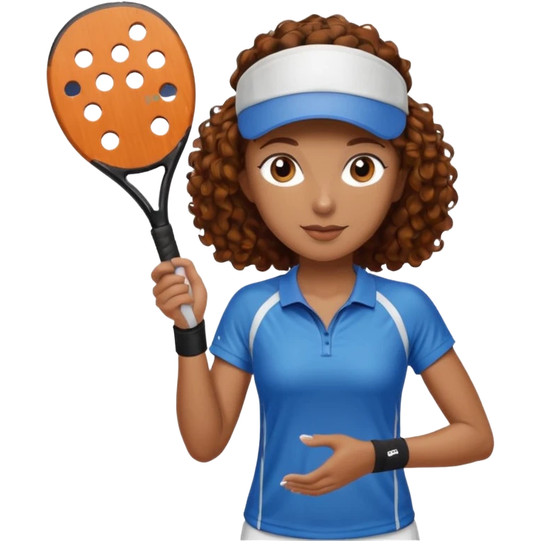 Pickleball player female brown curly hair emoji