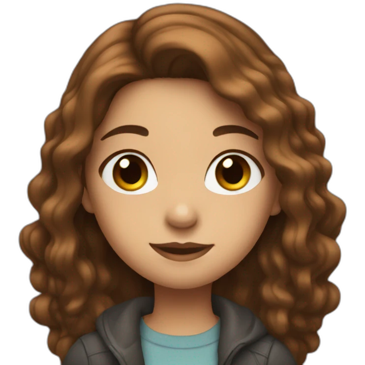 a girl with brown hair loving music emoji
