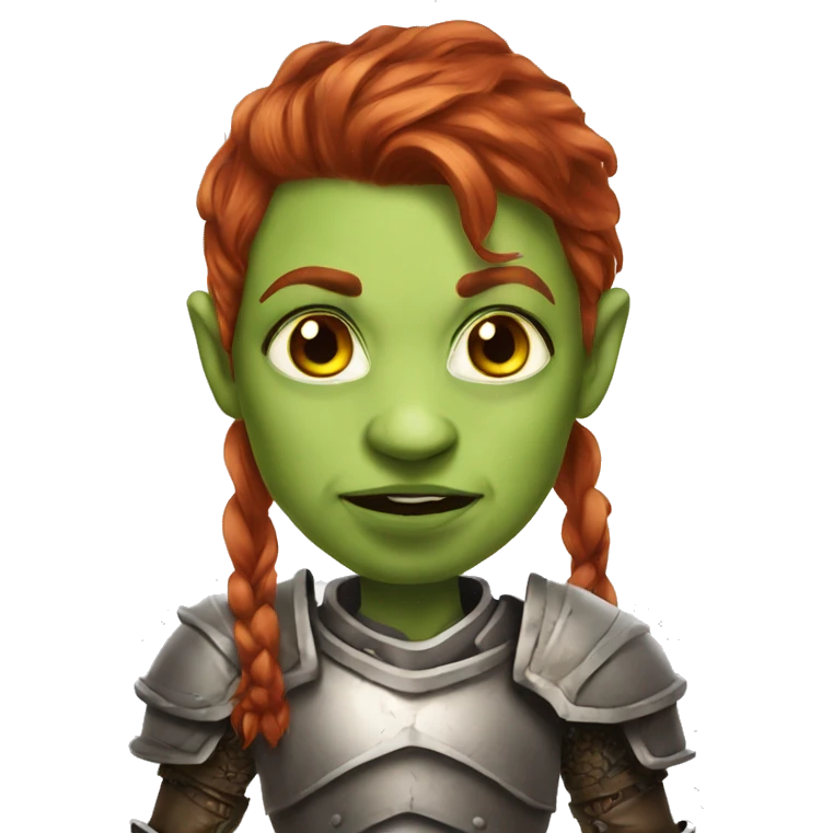 orc redhead with heavy white armor fantasy emoji