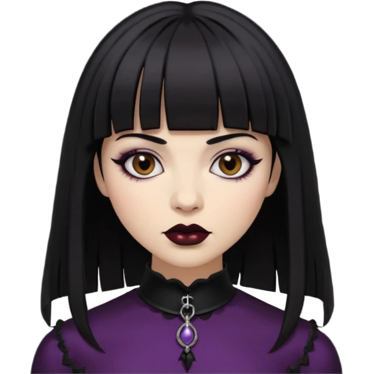 vampira gótica parda de cabelo preto e franja emoji