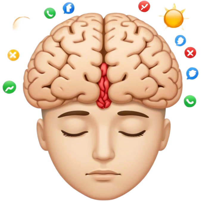 brain with addiction to social media emoji