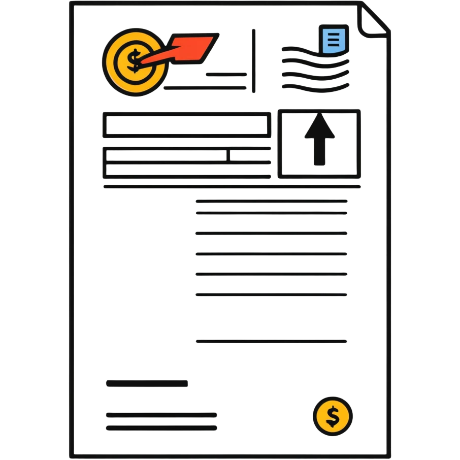 A receipt with a circular return arrow, representing a return policy emoji