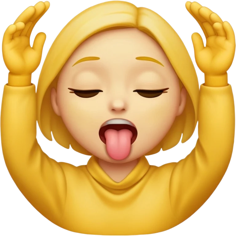 yellow emoji with hands around neck and tongue sticking out and eyes scrunched closed emoji