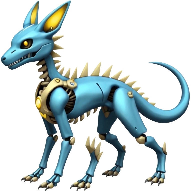 futuristic Skeleton-Cyborg-Manectric-Electrike-Salandit-Cubone-Umbreon-Marowak-Draco-Fakémon-hybrid-creature (full body), 4 legs emoji