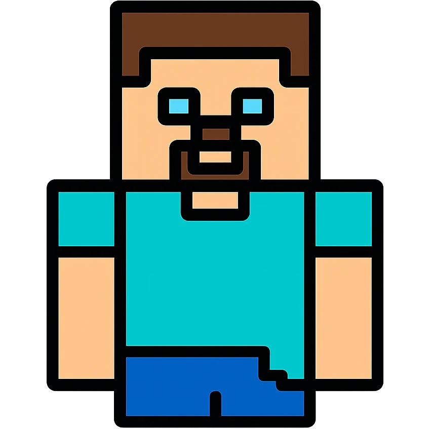 Minecraft Steve character, color outline icon style emoji