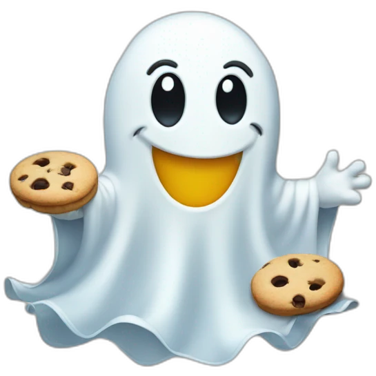 cheerful  ghost with cookies emoji