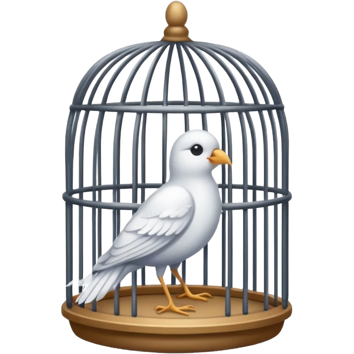 white bird in cage emoji