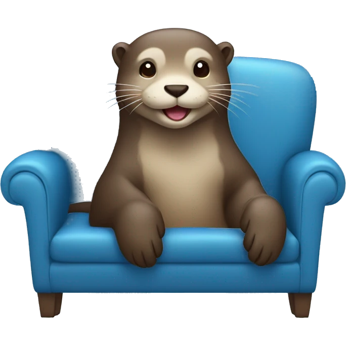 happy otter sitting on a blue sofa emoji