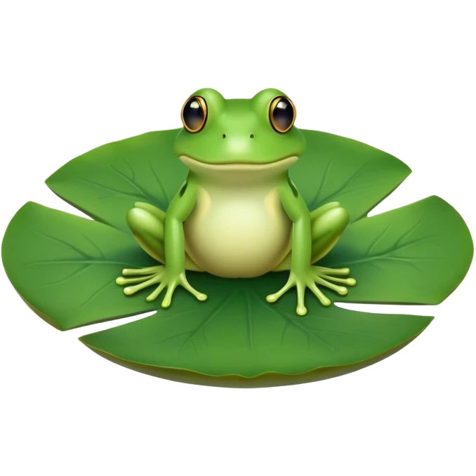 A lily pad with a frog hand as negative space emoji