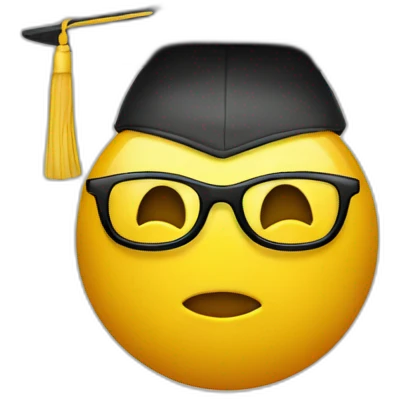 yellow emoji head with glasses and with mortarboard on its head emoji