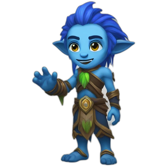 warcraft night elf druid male waving with blue skin emoji