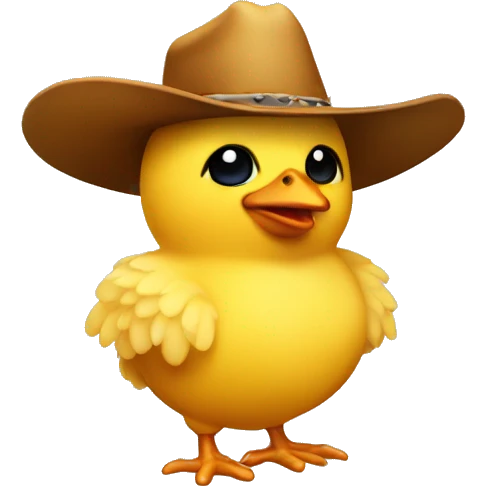 a small yellow chicken with a cowboy hat emoji
