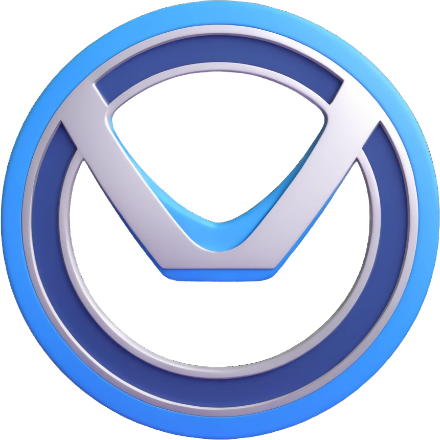 3D circular pattern with white "Hyundai" text in the center, blue and silver color scheme, modern style emoji