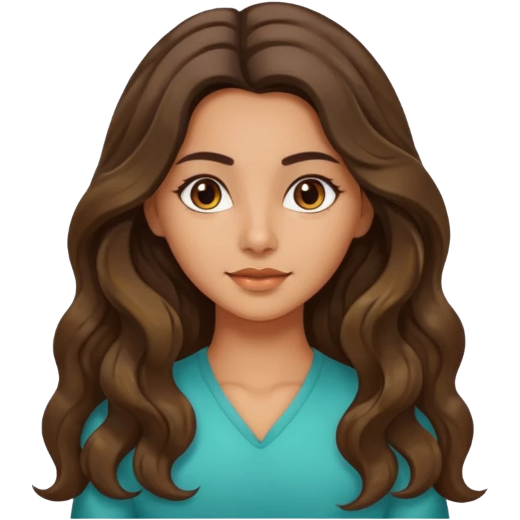 Morena com cabelo ondulado nas pontas  e de pele um pouco bronzeada cabelo grande raiz Lisa emoji
