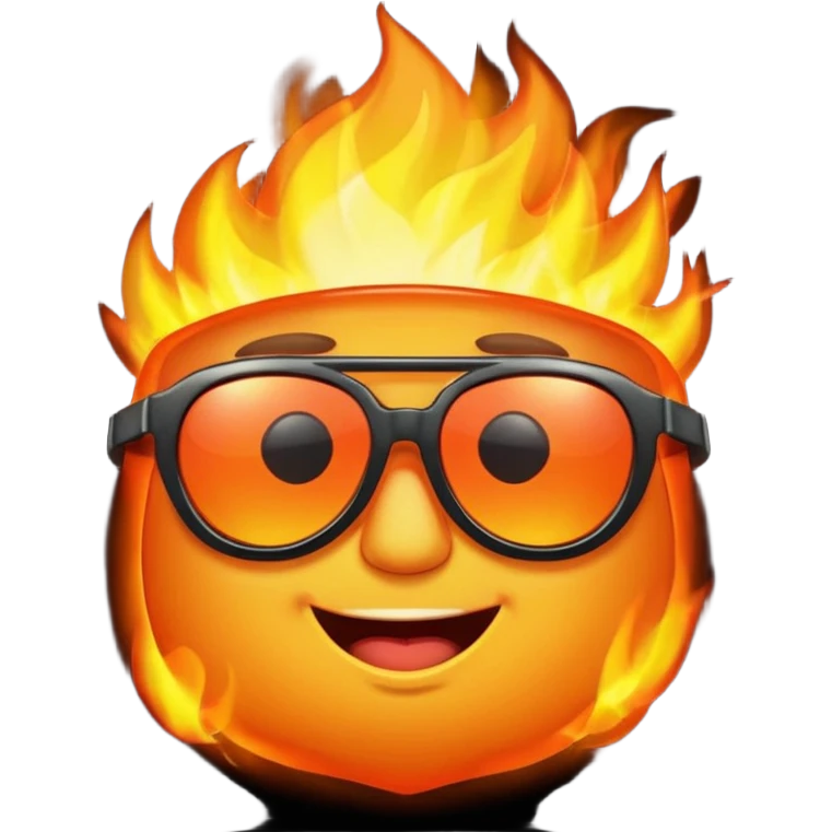 Make a fire emoji with sunglasses emoji