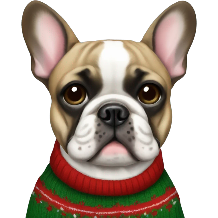 french bulldog in a christmas sweater emoji