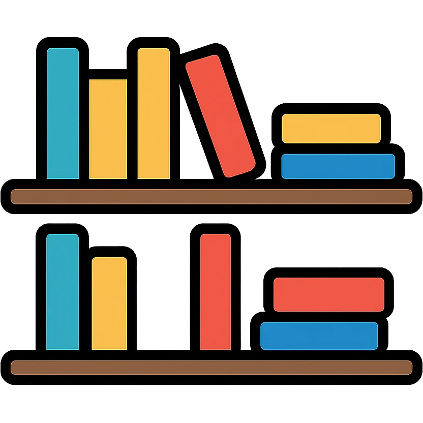 zoomed-in rows of books on a shelf emoji