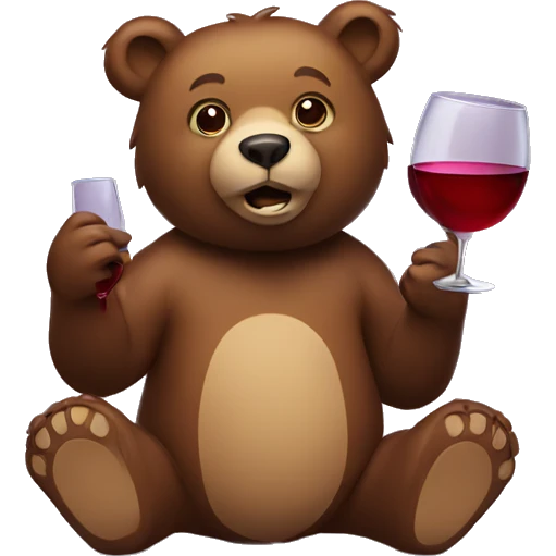 Bear with wine emoji