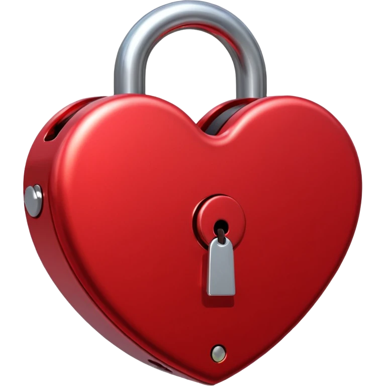 A lock in the shape and colour of a love heart emoji