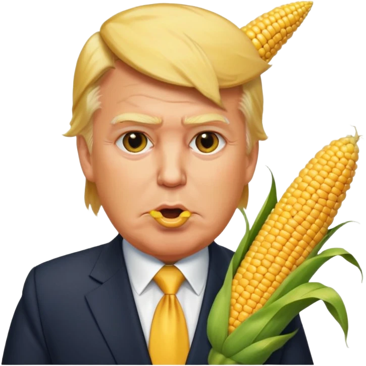 Donald Trump with ear of corn in his mouth emoji