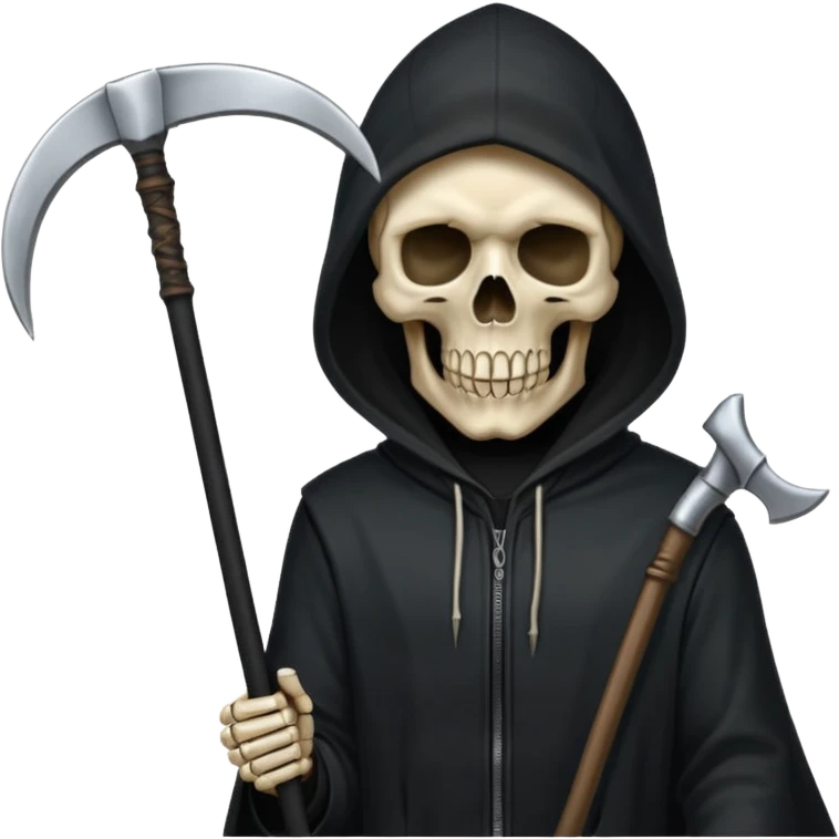 zoomed black hood skull scythe emoji