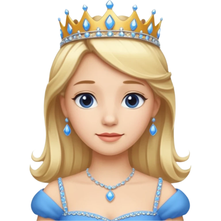 Princess in Blue Dress with Tiara, Blonde Hair emoji