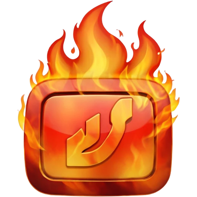 youtube play button button with flames emoji