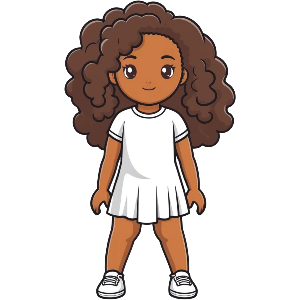 Make a black girl with curly hair thsts long and defined with brown skin  emoji