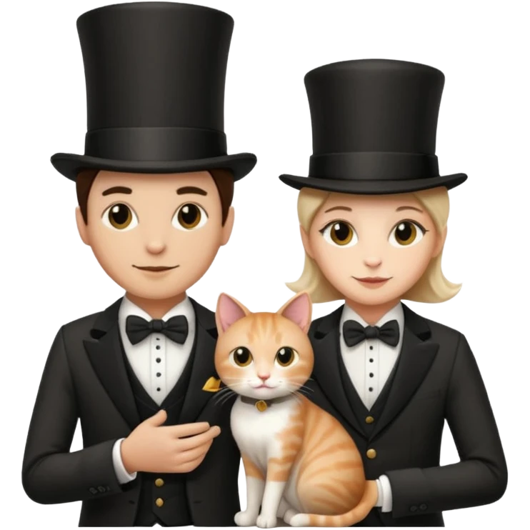 magician couple and their pet cat emoji