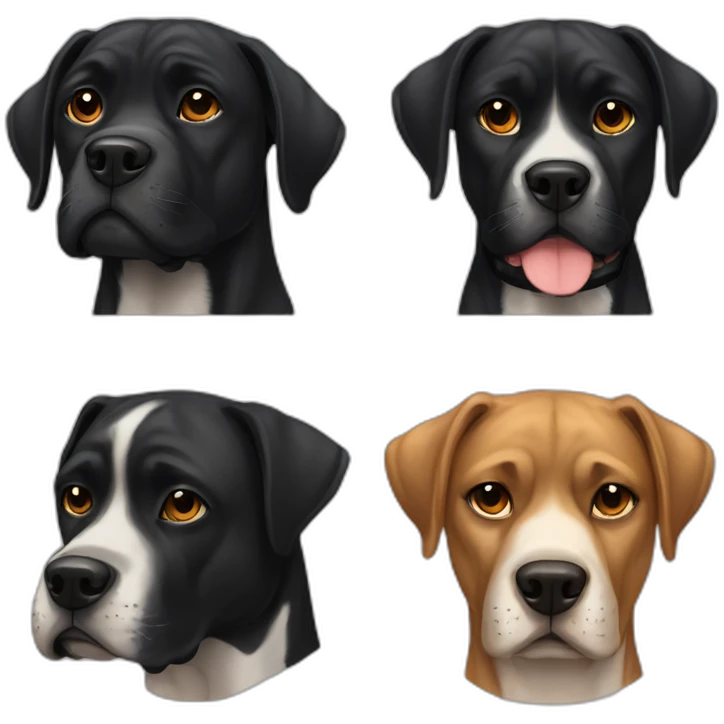Perro negro  boxer con labrador emoji
