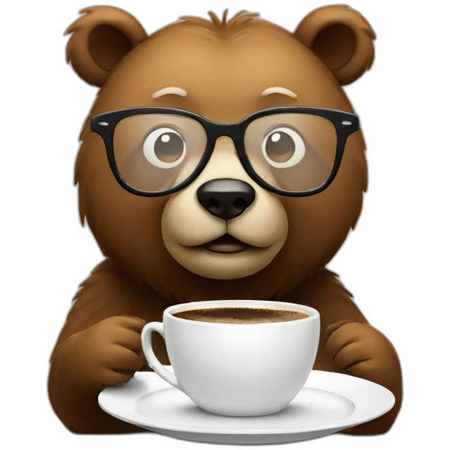 bear with glasses having coffee emoji