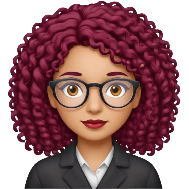 hispanic women with brown eyes and clear glasses and burgundy curly hair emoji