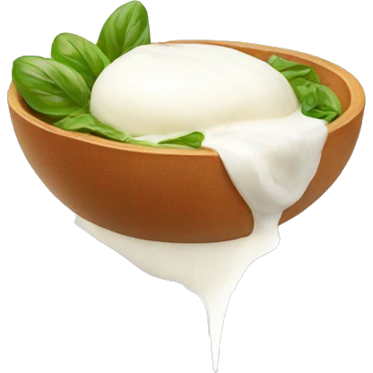 burrata with a slit overflowing emoji
