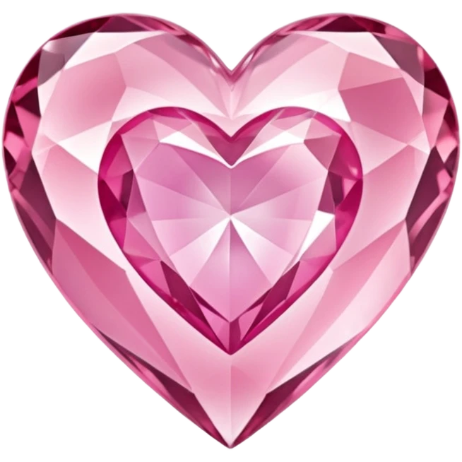 crystal clear diamond heart with one mini pink heart inside of it  emoji