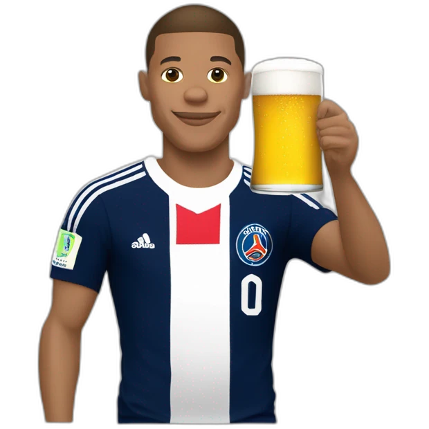 Killian Mbappé qui boit une biere emoji
