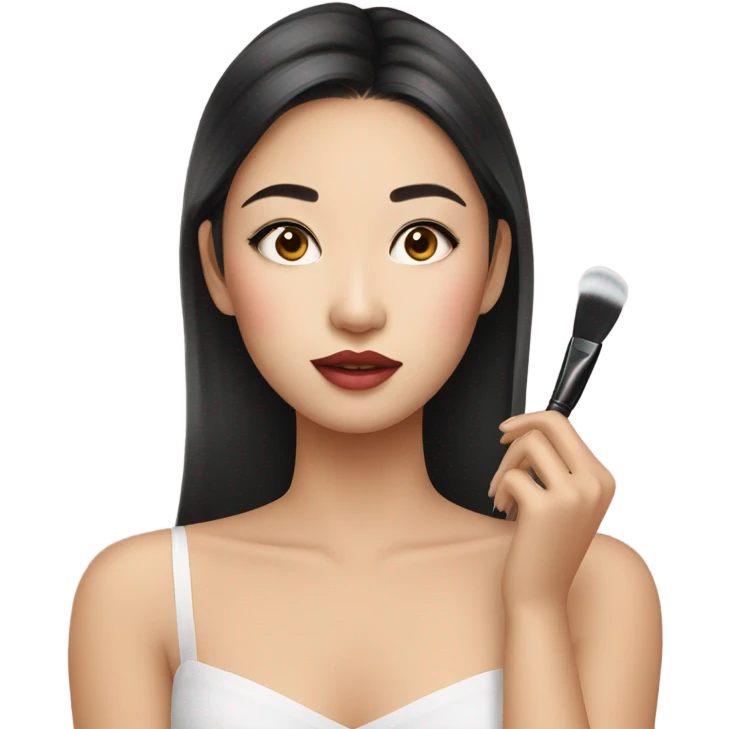 Pretty Asian girl doing her makeup  emoji