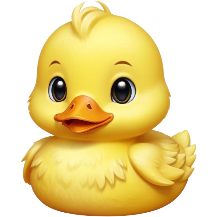 Cinematic Comical Yellow Baby Duck Portrait Emoji, Head tilted dramatically with an exaggeratedly amused expression, featuring a striking, fluffy yellow downy coat with a tiny quirky beak, wide, expressive eyes filled with playful disbelief, Simplified yet hilariously expressive features, highly detailed, glowing with a slightly sassy glow, high shine, dramatic yet playful, stylized with an air of cheeky mischief, bright and endearing, soft glowing outline, capturing the essence of a spirited and over-the-top duckling, so meme-worthy it feels like it could peep its way into internet fame instantly! emoji
